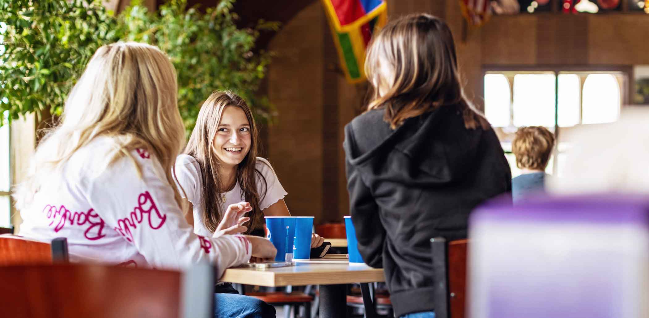 Students eating in the STAC