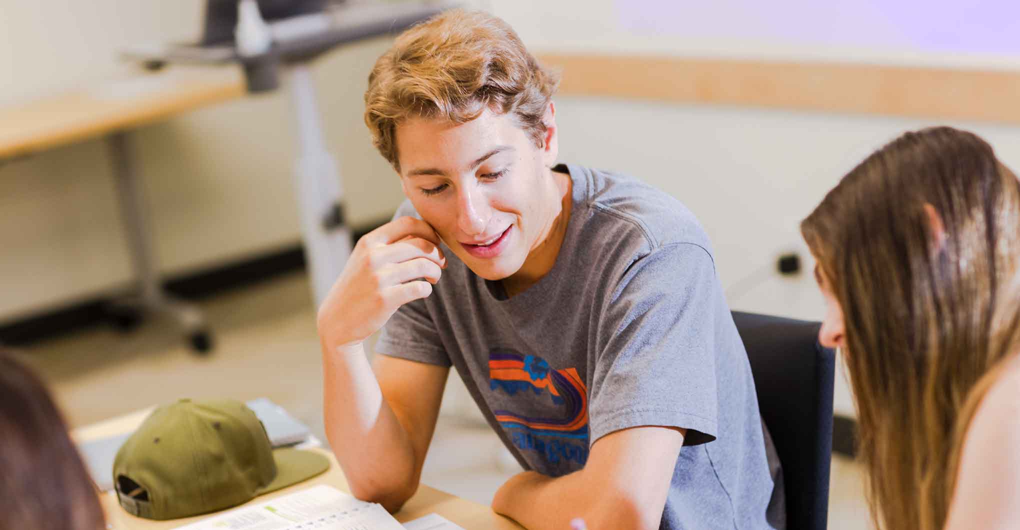 Male student at desk