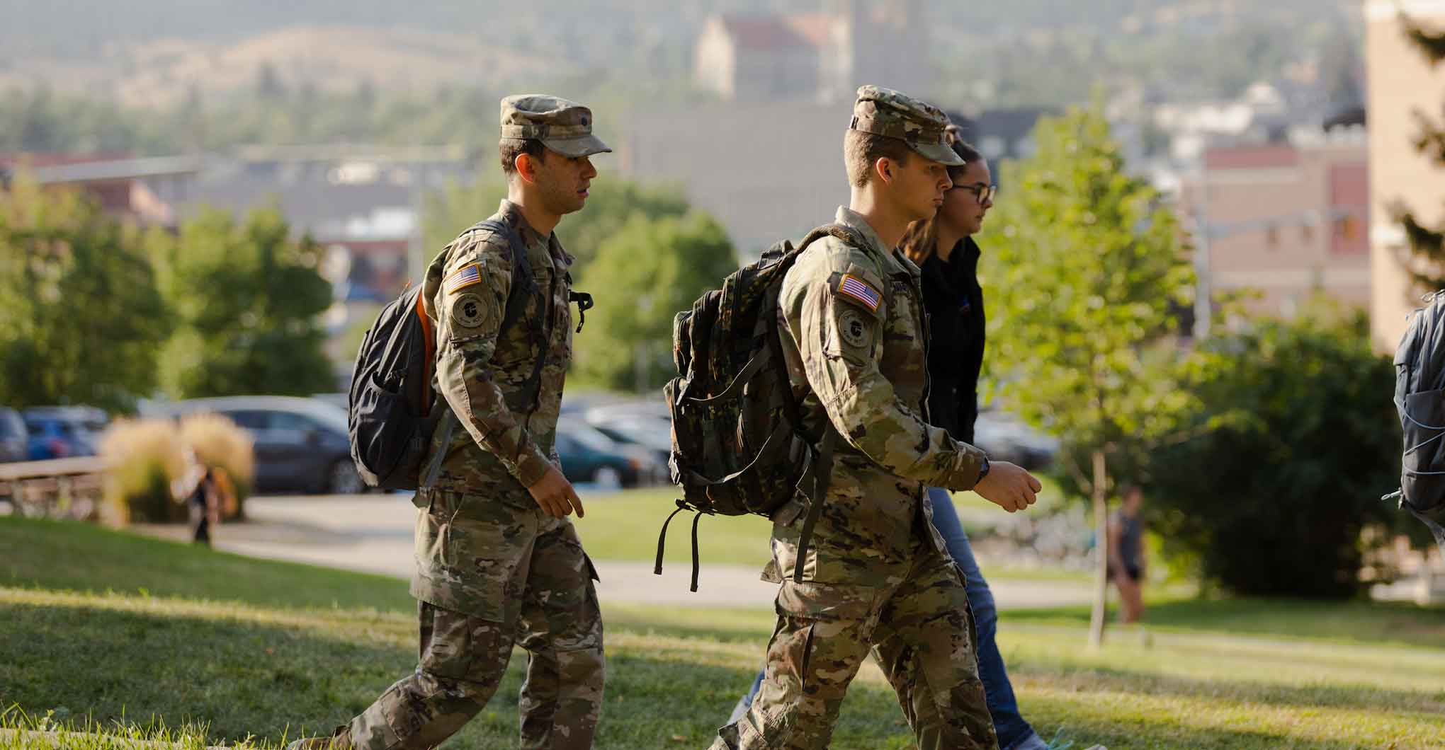 ROTC Students walking on campus