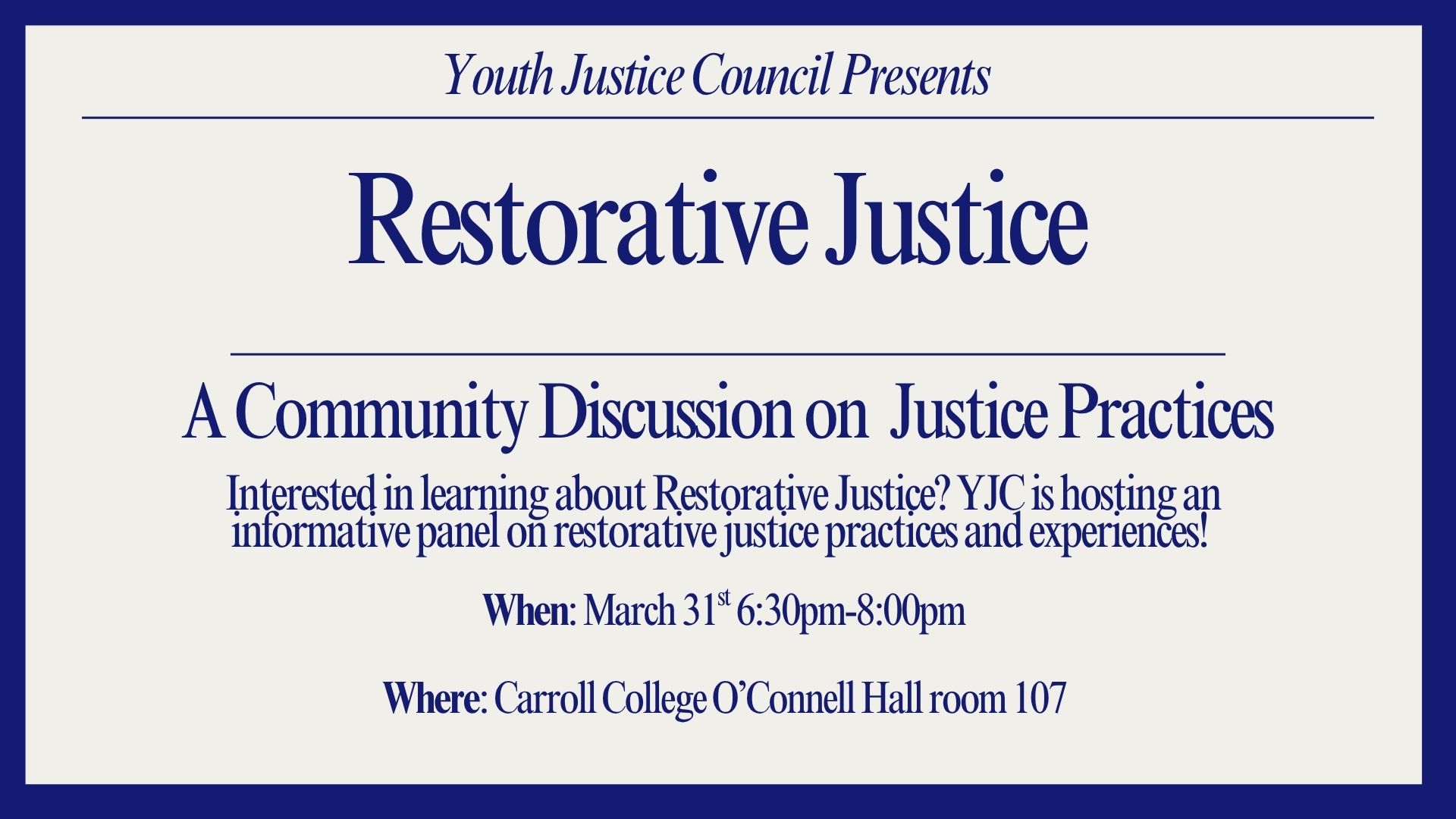 A Community Discussion on Justice Practices