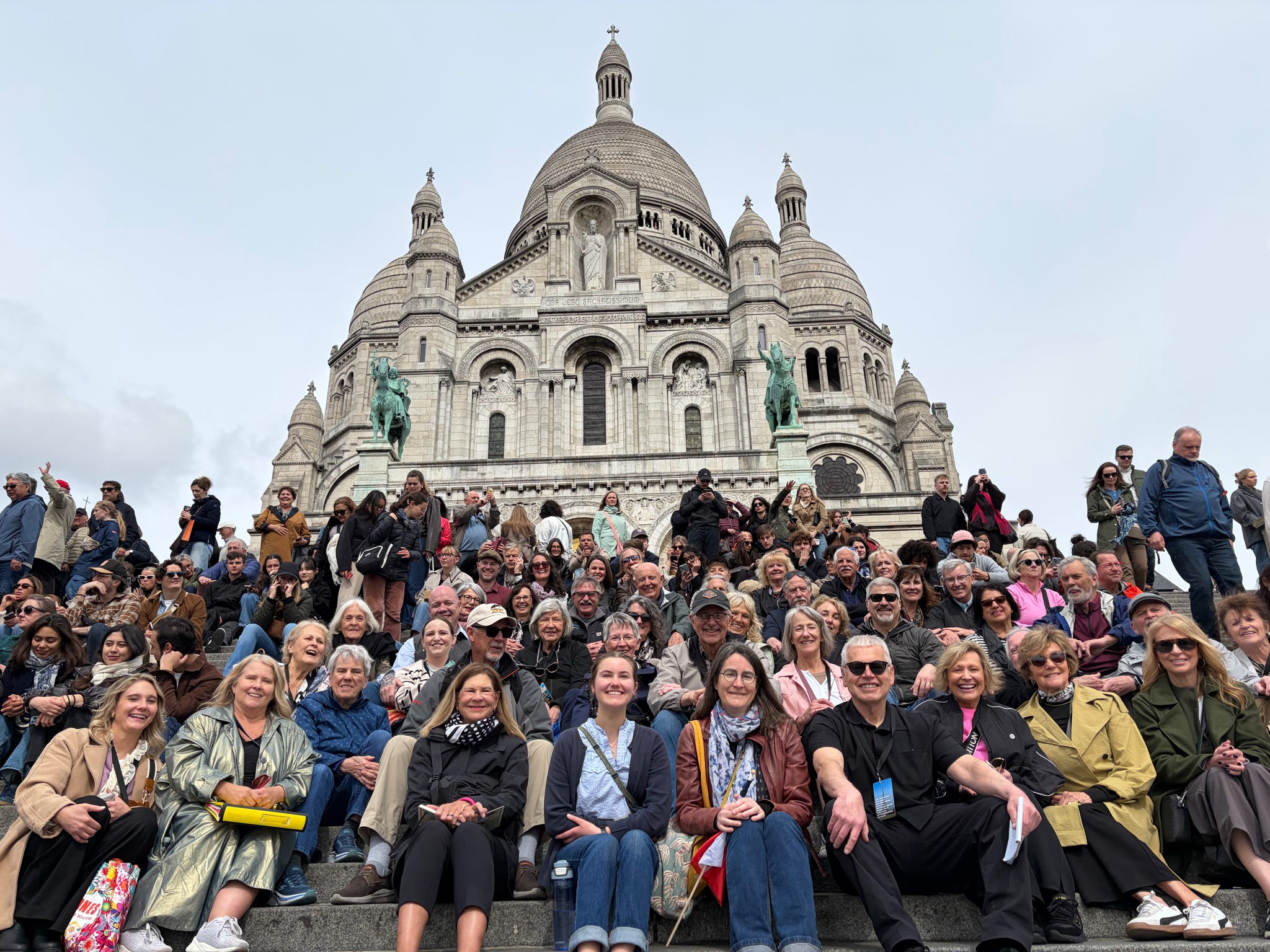 Part of the pilgrimage group gathered in front of Sacré-Cœur