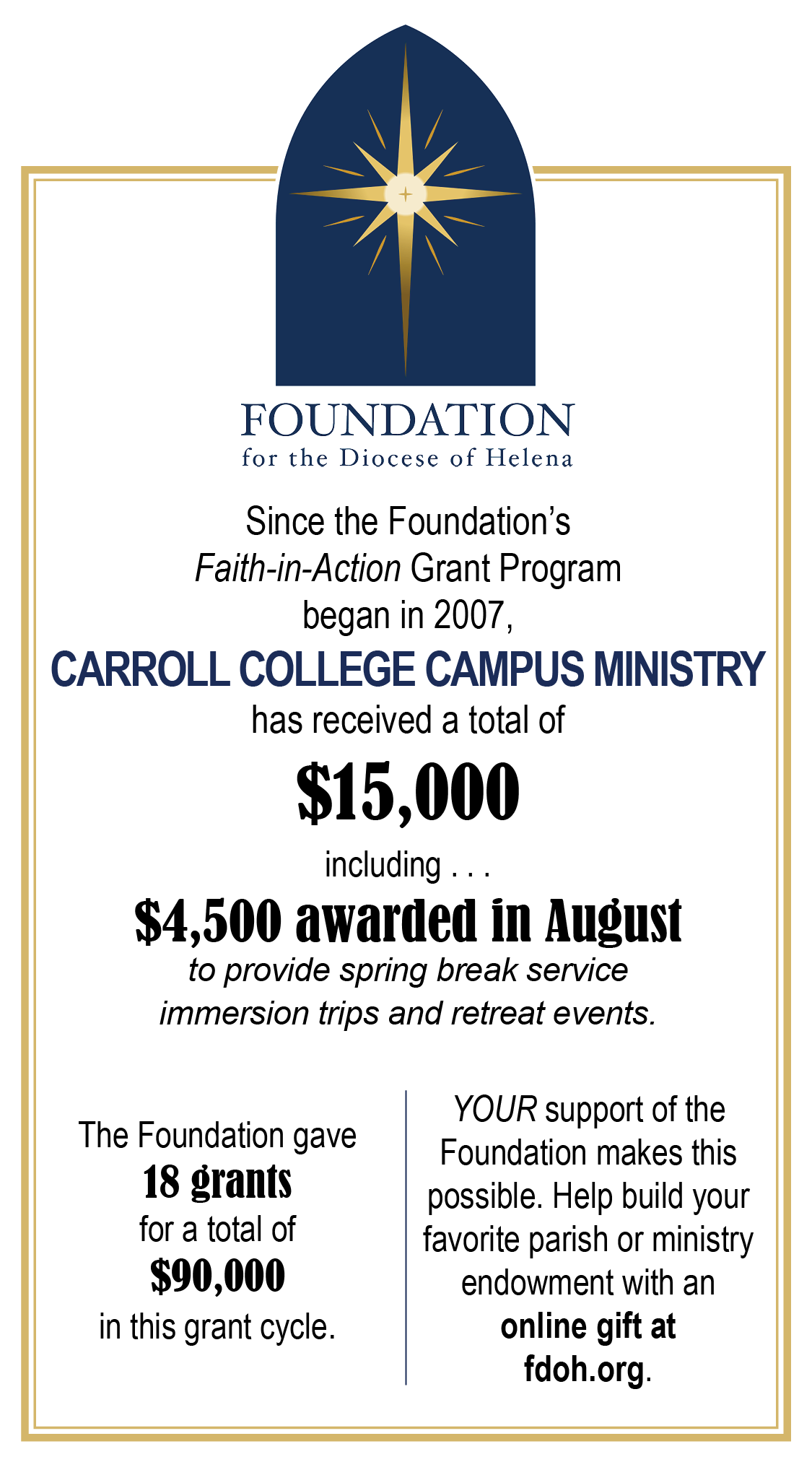 Campus Ministry Grant Ad