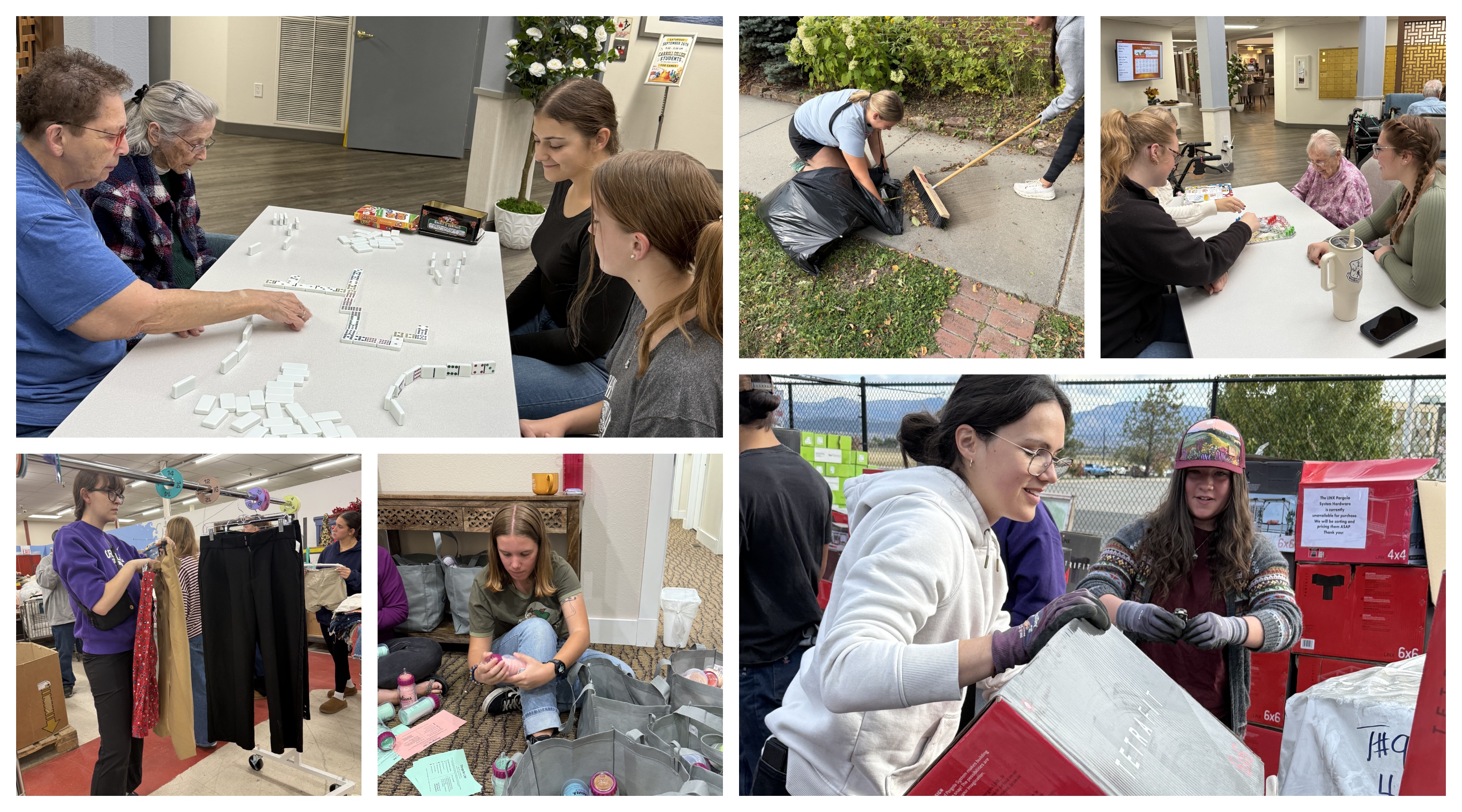 Students doing community service projects