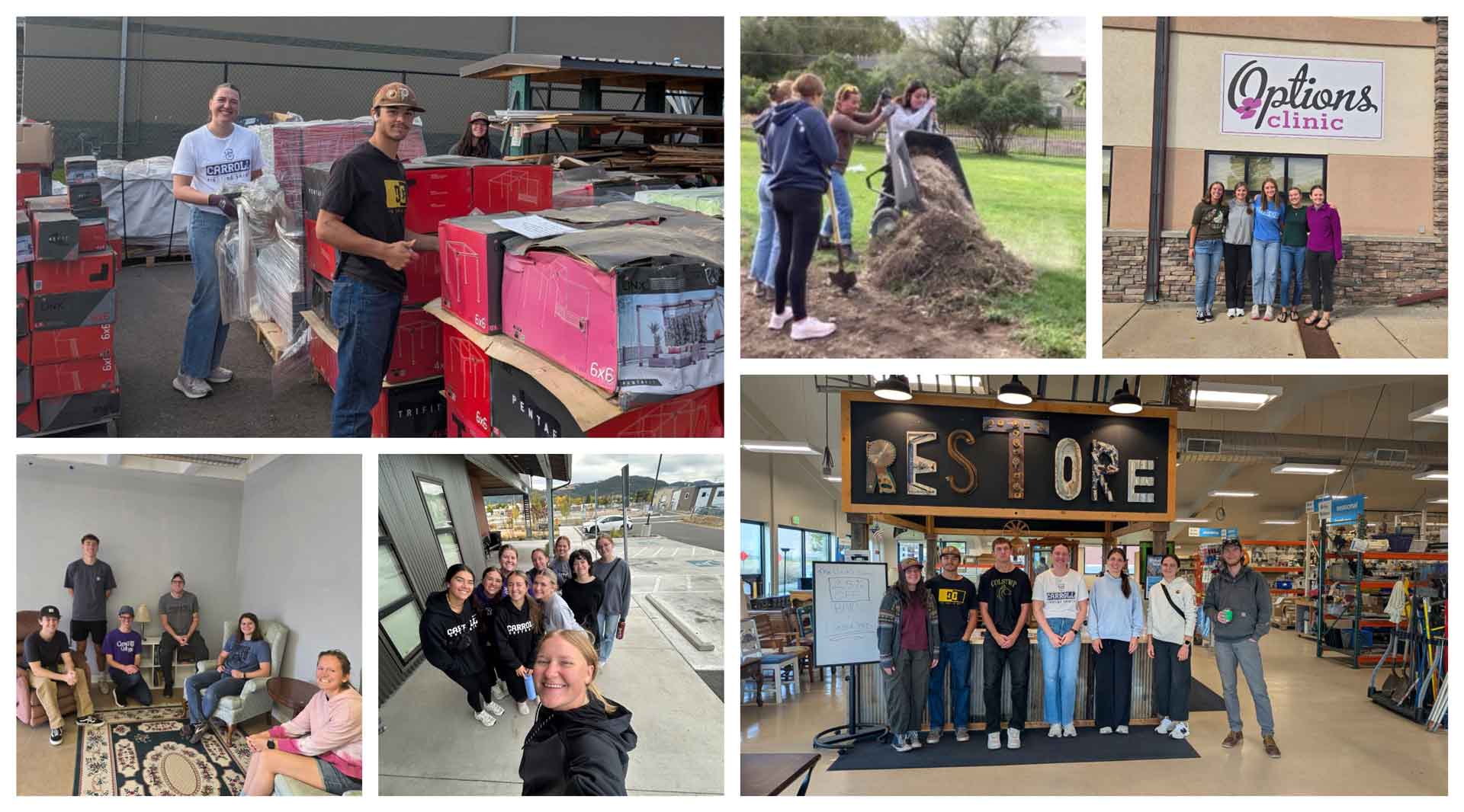 Students performing service projects