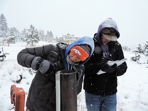 Hydrogeology Students working in a snowy field