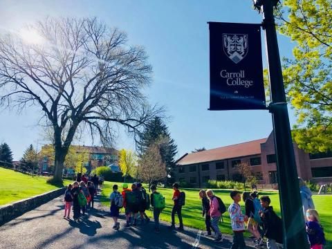 Rossiter students on Carroll's campus in May of 2018