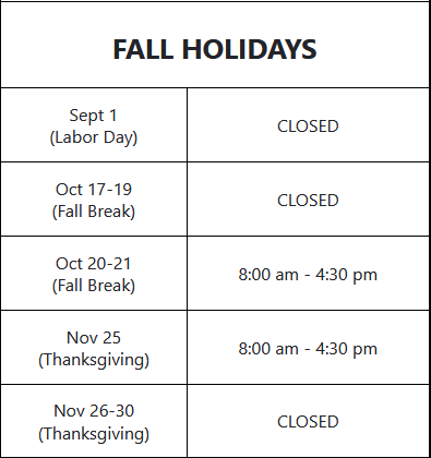 Fall Holidays