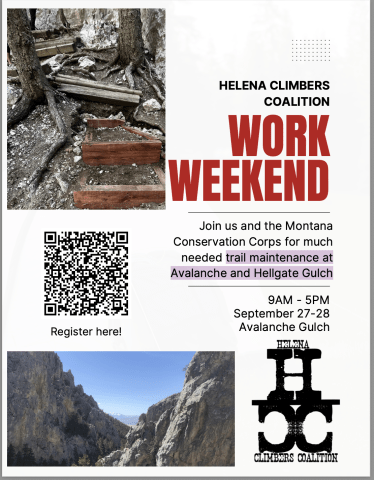 Avalanche Gulch trail maintenance work weekend poster