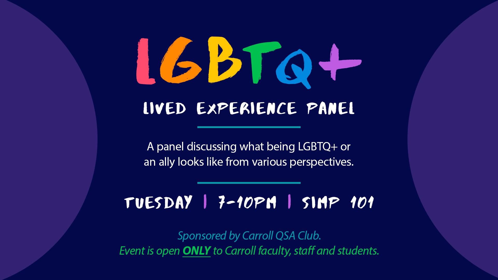 LGBTQ+ Lived Experience Panel graphic