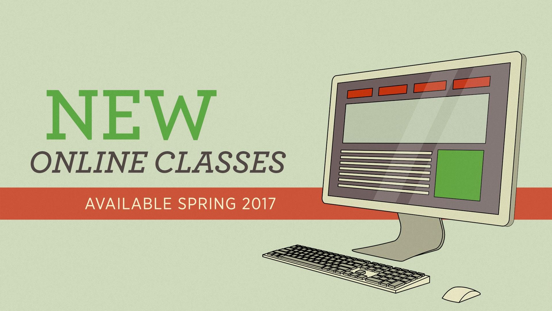 New online classes Graphic of a flat screen computer