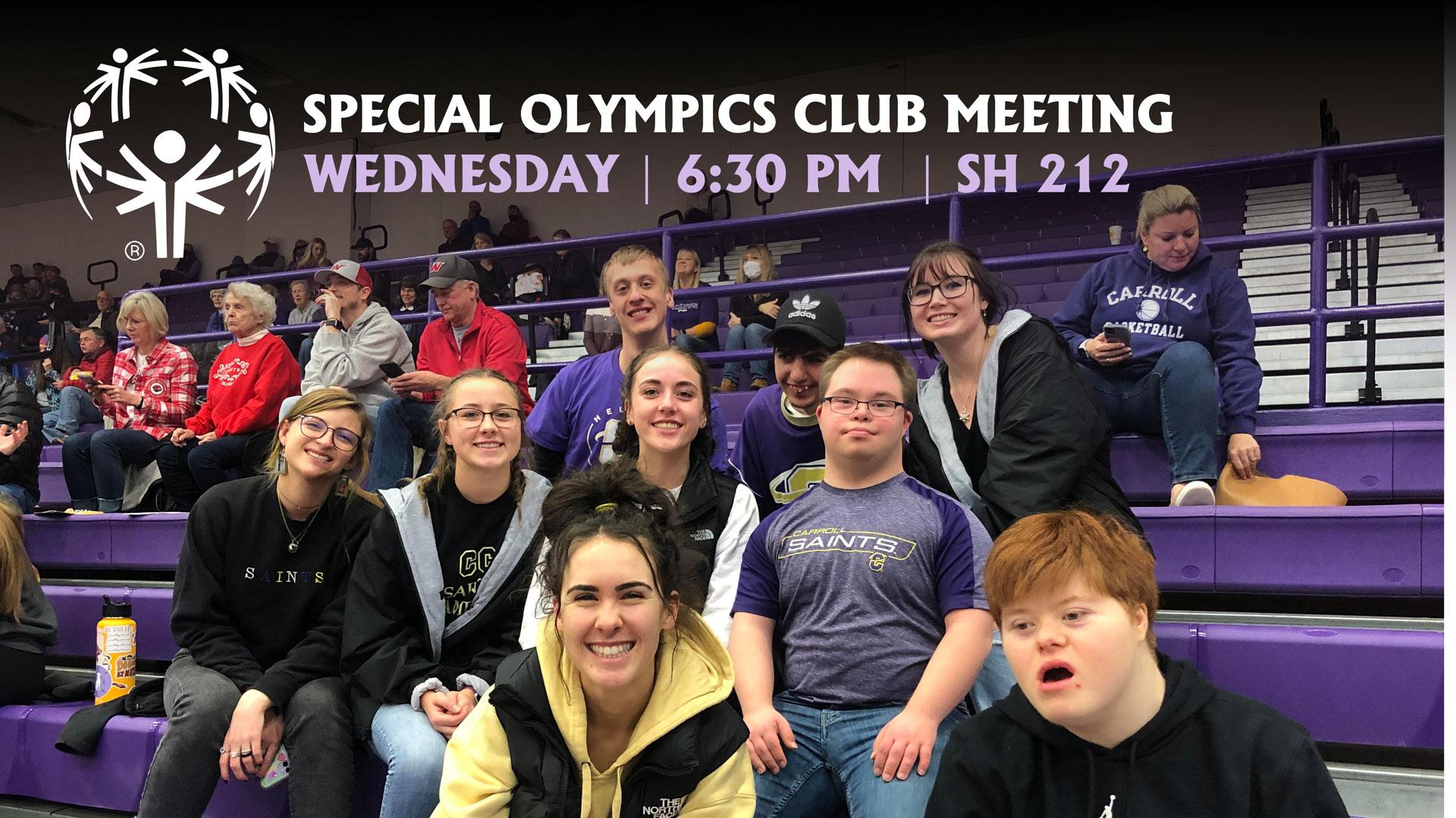 Carroll College Special Olympics Club Meeting graphic