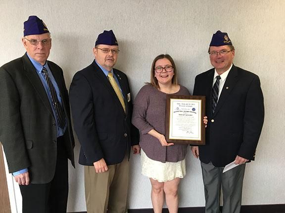 Hannah Sylvester Receiving the American Legion Scholarship