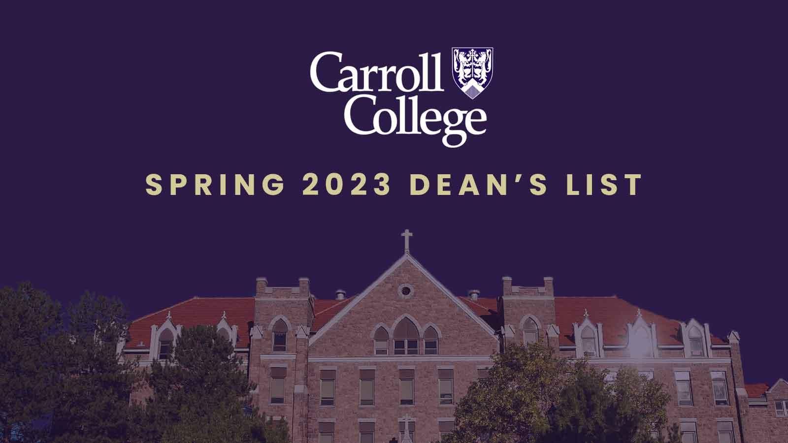 Dean's List Spring 2023 Carroll College