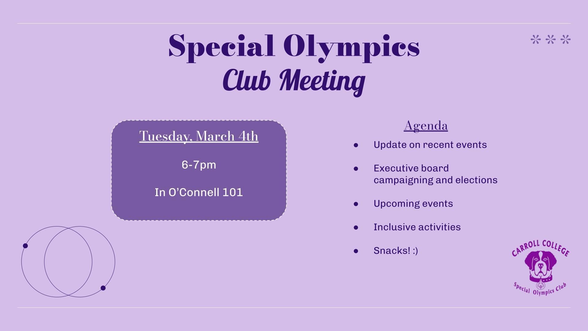 Carroll Special Olypmics Club March Club Meeting