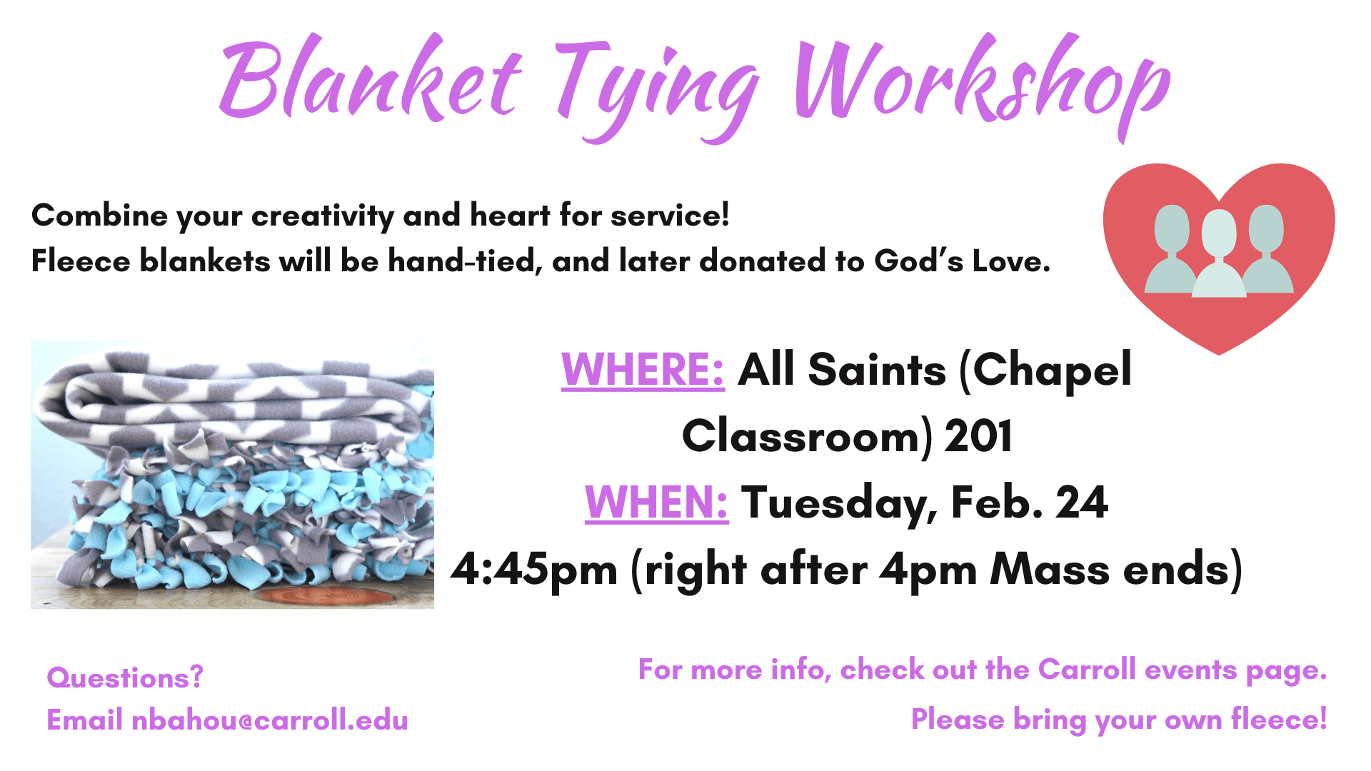 Blanket tying workshop