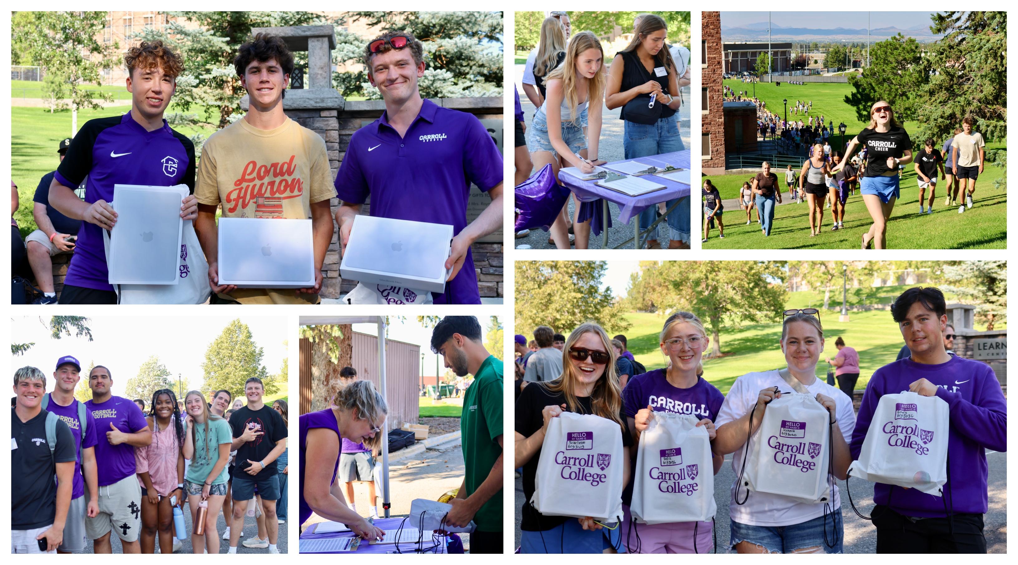 Photos of students with their new Neo laptops
