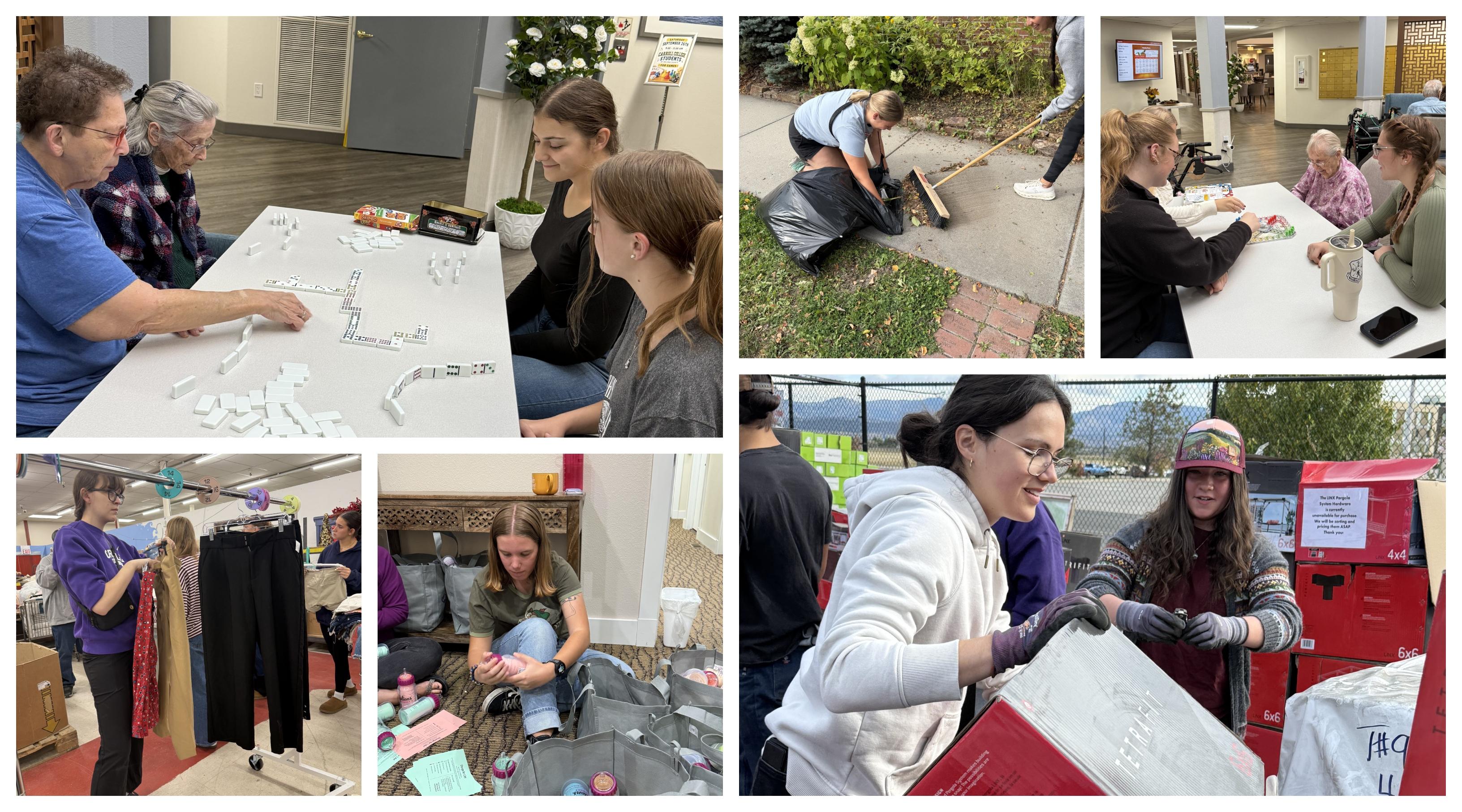 Students doing community service projects